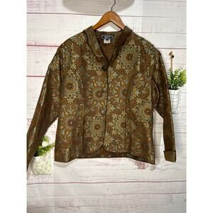 Zashi Women’s Quilted Bronze & Blue Trucker Style Jacket